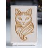 Кожаная обложка на паспорт женская / мужская (экокожа) с машинной вышивкой FomiToys. Кошечка золотистая. Ручная работа, Вариации товаров: 4