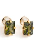 Серьги гвоздики Олива мини с оливковыми цирконами, Основной цвет: Золотой