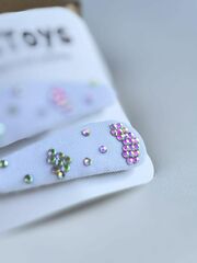 Белая заколка для волос со стразами 5 см ручной работы FomiToys