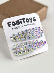 Белая заколка со стразами 5 см ручной работы | FomiToys | Набор 2 шт | Детские и взрослые аксессуары, Вариации товаров: 6, изображение 4