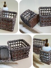 Плетеная ажурная корзина для хранения и декора набор 2 шт, изображение 5