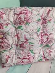 Подушка для стула 40*40 с завязками Розовый пион и ирис, изображение 2