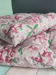 Подушка для стула 40*40 с завязками Розовый пион и ирис, изображение 3