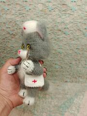 Котик доктор, врач, вязаная игрушка сувенир., изображение 3