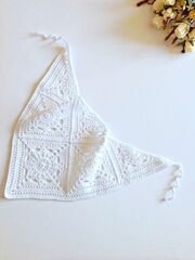 Косынка вязаная белая из хлопка, изображение 3