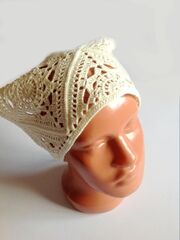 Косынка вязаная из хлопка, цвет сливочный, изображение 2
