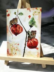 Арт-коллекция открыток "Мыши-цветочницы" 5 штук, 10х15 см, иллюстрации от художника, Вариации товаров: 1, Основной цвет: Малиновый, Размер: 1, изображение 4