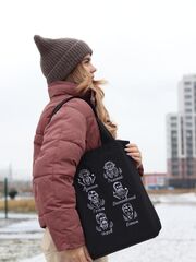 Сумка шоппер тканевый с вышивкой Писатели России, черный, ручная работа, изображение 5