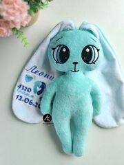 Мягкая игрушка Зайка с длинными ушами и метрикой FomiToys 24 см ручная работа подарок на выписку, Вариации товаров: 1, изображение 4
