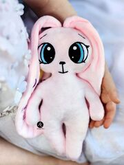 Мягкая плюшевая игрушка Зайка с длинными ушами и метрикой FomiToys 24 см ручная работа подарок на выписку, Вариации товаров: 2, изображение 4