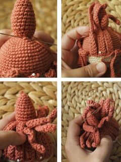 Мастер класс Малышка Мю ,куколка в красном платье, схема вязания малышка, описание вязания куклы в красном платье, изображение 4
