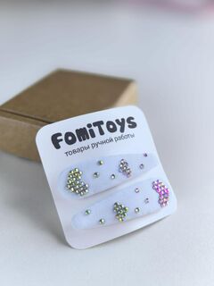 Белая заколка для волос со стразами 5 см ручной работы FomiToys