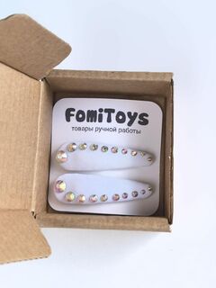 Белая заколка для волос со стразами 5 см ручной работы FomiToys