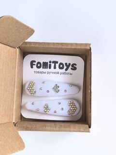 Белая заколка для волос со стразами 5 см ручной работы FomiToys