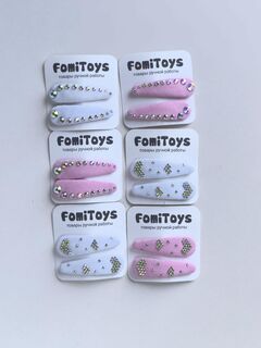 Розовая заколка для волос со стразами 5 см ручной работы FomiToys