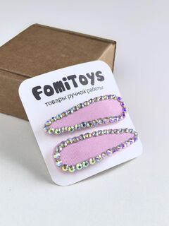 Розовая заколка со стразами 5 см ручной работы | FomiToys | Набор 2 шт | Детские и взрослые аксессуары, Вариации товаров: 7