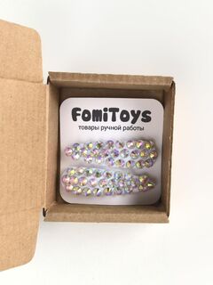 Белая заколка со стразами 5 см ручной работы | FomiToys | Набор 2 шт | Детские и взрослые аксессуары, Вариации товаров: 6, изображение 3