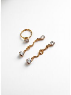 Комплект Змейки Кристалл из авторской фурнитуры с прозрачными цирконами, изображение 2