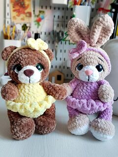 Мастер-класс "Мишка и Зайка в пижамках" вязание крючком автор Chirka_toys, изображение 3