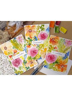 Открытка акварелью Цветы, изображение 3