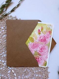 Открытка акварелью Розы, оригинал, изображение 5