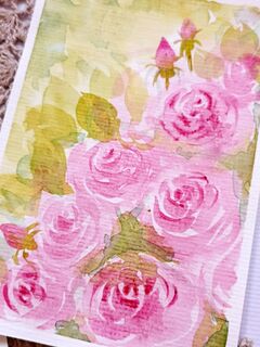 Открытка акварелью Розы, оригинал, изображение 6