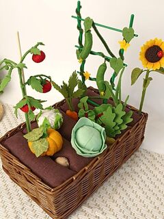 Игра Огрод: овощи на грядках в корзине