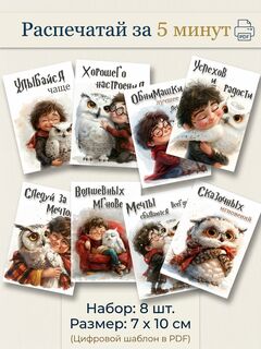 Набор открыток для самостоятельной печати «Тёплые объятия» — 8 шт, 7×10 см