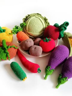 Схема вязания, вязаные овощи, вязаная еда, овощи крючком