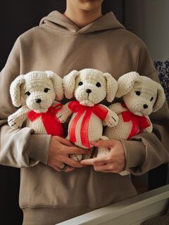 Мягкая игрушка вязаный лабрадор, 30 см, изображение 3