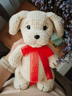 Мягкая игрушка вязаный лабрадор, 30 см