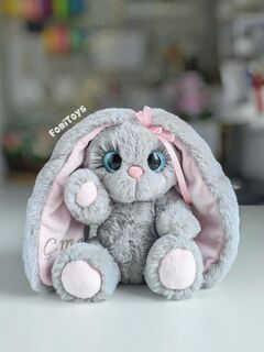 Плюшевая зайка ручной работы 25 см, именная игрушка с метрикой на ушке, подарок FomiToys, изображение 2