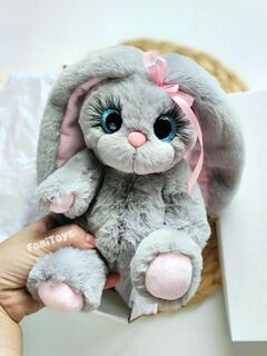 Плюшевая зайка ручной работы 25 см, именная игрушка с метрикой на ушке, подарок FomiToys, изображение 4