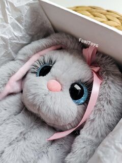 Плюшевая зайка ручной работы 25 см, именная игрушка с метрикой на ушке, подарок FomiToys, изображение 5