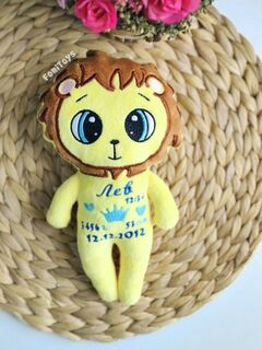 Мягкая игрушка Львенок с метрикой 24 см, подарок новорожденному, ручная работа FomiToys, Вариации товаров: 4, изображение 5
