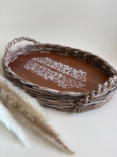 Поднос плетеный из бумажной лозы