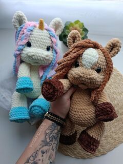 Мастер-класс "Плюшевые Лошадка и Единорожка"