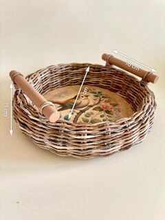 Поднос "Весна" плетеный из бумажной лозы, изображение 2