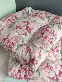 Подушка для стула 40*40 с завязками Розовый пион и ирис