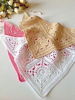 Косынка вязаная белая из хлопка, изображение 5