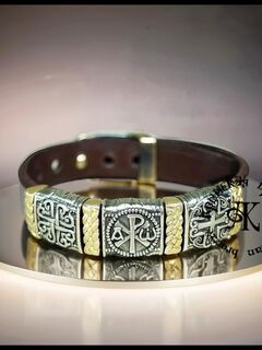 Браслет кожаный мужской или женский "Хризма"