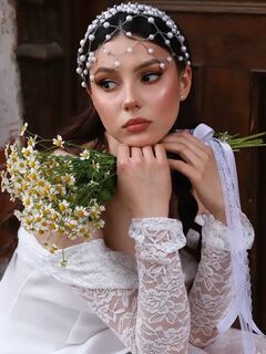 Авторская жемчужная вуаль из бусин