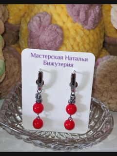 Серьги "Коралловый дуэт"