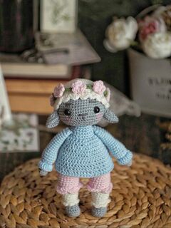 Мастер класс весенняя овечка, пасхальная овечка амигуруми, овечка в цветочном венке схема вязания, изображение 2