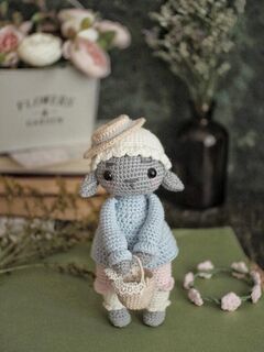 Мастер класс весенняя овечка, пасхальная овечка амигуруми, овечка в цветочном венке схема вязания, изображение 3
