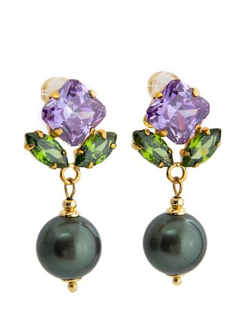 Серьги Ирисы позолоченные с цирконами и жемчугом Майорка