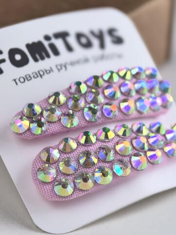 Розовая заколка со стразами 5 см ручной работы | FomiToys | Набор 2 шт | Детские и взрослые аксессуары, Вариации товаров: 8, изображение 3