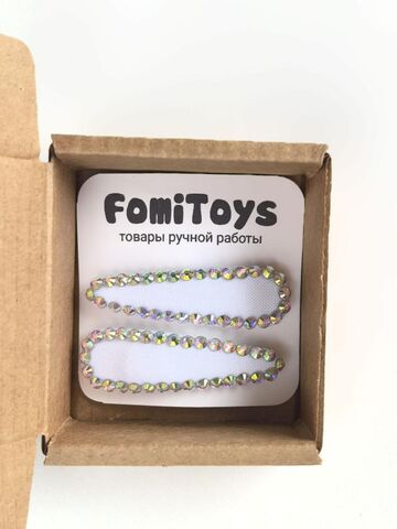 Белая заколка со стразами 5 см ручной работы | FomiToys | Набор 2 шт | Детские и взрослые аксессуары, Вариации товаров: 5, изображение 3