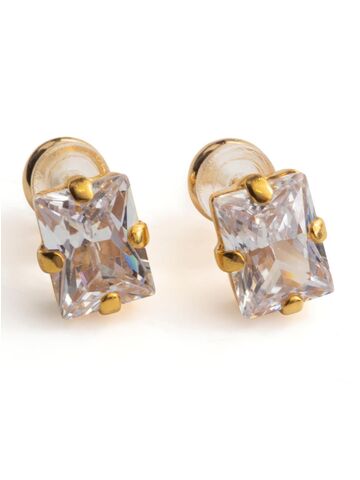 Серьги гвоздики Кристалл мини с прозрачными цирконами, Основной цвет: Золотой, изображение 2