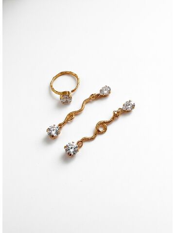 Комплект Змейки Кристалл из авторской фурнитуры с прозрачными цирконами, изображение 2